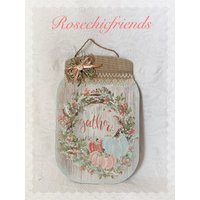 Einmachglas Kürbis Plaque Handbemalte Herbst Dekor | 13x8 von RoseChicFriends