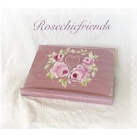 Holz Rosa/Mauve Rezeptbuch Halter Shabby Chic Handgemalte Rosen von RoseChicFriends