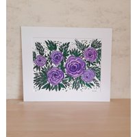 Lila Blumen Aquarell Gemälde "Purple Parade' Originalkunstwerk | 30x25cms von RoseEvelynartstudio
