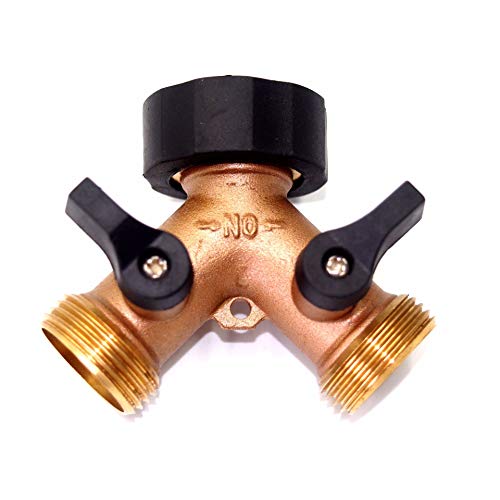 RoseFlower 2 Wege-Ventil Wasserverteiler aus Messing, Garten Schlauch Rohr Splitter Wasserhahn Verteiler 3/4" - Gartenschlauch Anschluss Wasserhahn Adapter für Garten, Bewässerung, Waschen Haustieren von RoseFlower