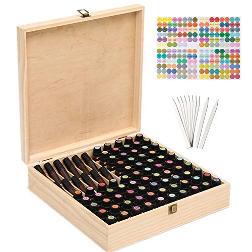 RoseFlower Holz Ätherisches Öl Organisator Behälter Duftöle Display Ständer, 85 Löcher Aufbewahrungsboxen Raumdüftezubehör Koffer für Nagellack, Duftöle, Kosmetik, Duftöldiffusoren und Lippenstift von RoseFlower