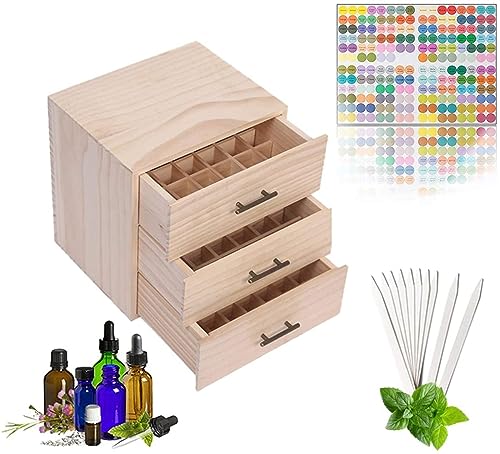 RoseFlower Bambus Ätherisches Öl Organisator Behälter Duftöle Display Ständer, 90 Löcher Aufbewahrungsboxen Raumdüftezubehör Koffer für Nagellack, Duftöle, Kosmetik, Duftöldiffusoren und Lippenstift von RoseFlower