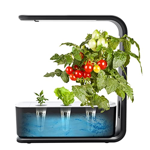 RoseFlower Hydroponische Anzuchtsystem, Smart Garden with Höhenverstellbar LED Plant Lamp Water Container, Anzuchtstation Pflanzen, Indoor Herb Garden, Indoor gewächshaus - Schwarz von RoseFlower