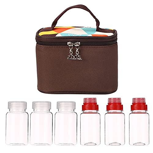 RoseFlower Outdoor Gewürzgläser Set, Set of 6 Stück Tragbar Plastik Gewürzbehälter Camping BBQ Gewürz Flaschen Set mit Reisetasche - 80/100ml - zur Salz Pfeffer Kräuter- & Gewürze Aufbewahrung von RoseFlower