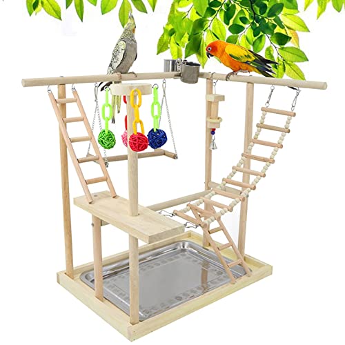 RoseFlower Vögel Spielplatz, wellensittich spielzeug Vogelspielständer Vögel Gym Vogelzubehör Turnhalle Leiter Laufgitter mit Feeder Cups Tablett Schaukel für Perruche Ondulée, Papageien, Finken usw#6 von RoseFlower