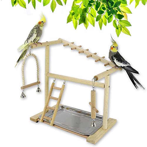 RoseFlower Vögel Spielplatz, wellensittich spielzeug Vogelspielständer Vögel Gym Vogelzubehör Turnhalle Leiter Laufgitter mit Feeder Cups Tablett Schaukel für Perruche Ondulée, Papageien, Finken usw#9 von RoseFlower