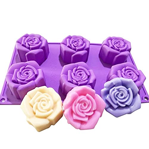RoseFlower Silikonformen mit Blumenmuster, Silikon Kuchenformen，Wiederverwendbare Backförmchen Muffinbackformen, Silikon Backform mit Antihaftbeschichtung 29.5 x 17.2 x 3.9cm (Lila) von RoseFlower