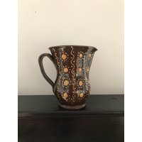 Große Kanne Krug Studio Keramik Handgemalt Vintage Breite Krempe Vase von RoseInTheValleyStore