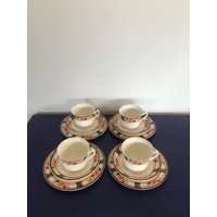 Woods Dunblane Burslem Vier Trios Teetassen Untertassen Geschirr Vintage Art Deco 1930Er Jahre von RoseInTheValleyStore
