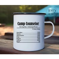 Emaille Camping Becher, Personalisierte Camp Counselor Nährwertangaben, Counselor, Geschenk, Glücklicher Camper, Liebhaber, Naturliebhaber von RosePeriwinkle