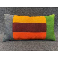 14 X 26 Kelim Kissenbezug Vintage Kissen Lendenkissen Orange Grau Dekorative Bezug von RoseSeasonPillow