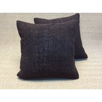 15x15 Paar Ziegen Haarkissen Bezug Naturwolle Kissenbezug Braun Kissen Couchkissen Kelim Teppichkissen von RoseSeasonPillow