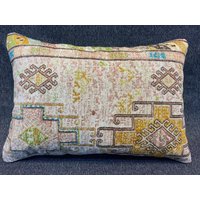 16 X 24 Seide Kissenbezug Sofa Kissen Handgewebt Rosa Vintage Boho Gelb Lange von RoseSeasonPillow