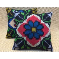 16x16 Paar Kissenbezug Kelim Kissen Sofakissen Dekokissen Ethno Boho Wolle Vintage von RoseSeasonPillow