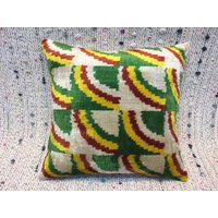 16x16 Seide Samt Kissenbezug Vintage Kelim Sofakissen Grün Kissen Gelb Boho Samtkissen von RoseSeasonPillow