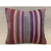 16x18 Rosa Kelim Kissenbezug Vintage Teppich Sofa Wolle Kissen Wurfkissen Boho Dekor von RoseSeasonPillow