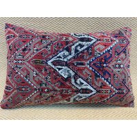 16x24 Kelim Kissenbezug Vintage Rot Sofakissen Couchkissen Lumbar Kissen Wolle Boho von RoseSeasonPillow