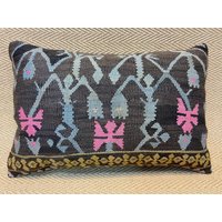 16x24 Kissenbezug Beige Kissen Kilim Rosa Sofakissen Vintage Wolle Handgemacht Boho von RoseSeasonPillow