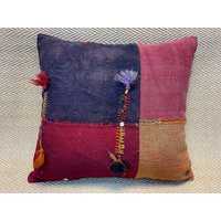 20x22 Lila Kelim Kissenbezug Vintage Sofakissen Hüllen Wolle Kissen Wurfkissen Boho Dekor Couch von RoseSeasonPillow