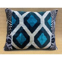 20x24 Seide Samt Kissenbezug Blau Kissen Sofakissen Polster Couchkissen Dekokissen Kelim Vintage von RoseSeasonPillow