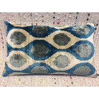 25 X 15 Seide Samt Kissenbezug Blau Kissen Dekorative Kelim Bezug Vintage Boho von RoseSeasonPillow