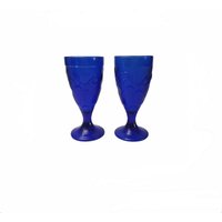 2 X Vintage Luminarc Kobalt Blau Glas Becher Weingläser Sundae Eis Obst Muster Geprägte Hochzeitstafel Retro Decor Frankreich von RoseTintedNuance