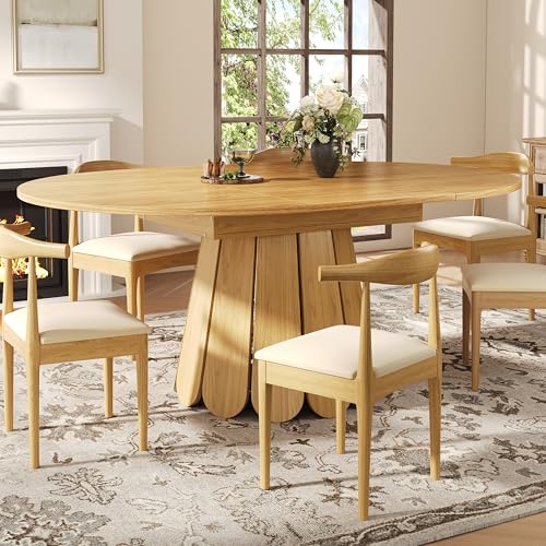 Rosebibi Esstisch ausziehbar, Esszimmertisch, Küchentisch, balkontisch, esstisch Holz Runder Esstisch, ausziehbar zu oval, 118-158cm, Platz für bis zu 6 Personen, Holzfarbe Rosebibi Esstisch ausziehbar, Esszimmertisch, Küchentisch, balkontisch, esstisch Holz Runder Esstisch, ausziehbar zu oval, 118-158cm, Platz für bis zu 6 Personen, Holzfarbe von Rosebibi