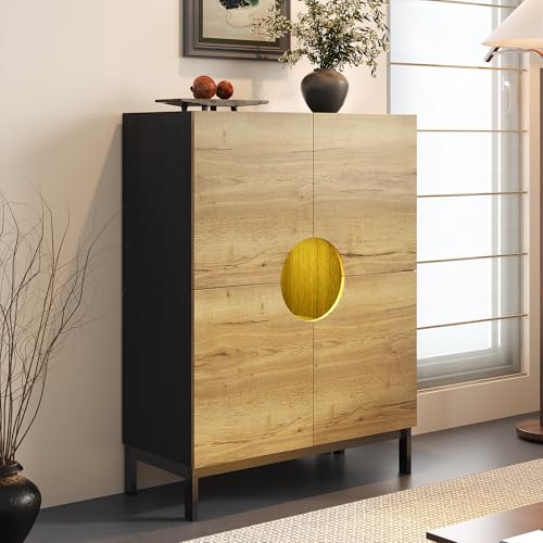 Rosebibi Schuhschrank und Vitrine 2 in 1 mit verstellbaren Einlegeböden, Massivholzbeinen, Eingangsmöbel 90x40x120cm Schuhschrank 40cm breit, großer Stauraum｜Ideal für große Schuhgrößen von Rosebibi