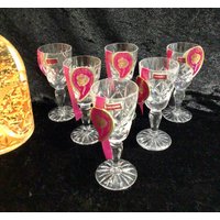 Royal Albert Kristall Likör Gläser - Victoria Cut Glas, 6Er Set von RosebudVintageStore