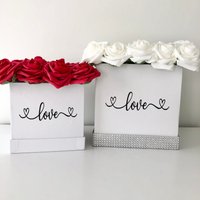 Liebe Blumenkasten, Rosenbox, Valentinstag, Luxus Waschtischdekor, Rosen, Blumenstrauß, Wohnkultur, Glam von Rosecreationsbyvs