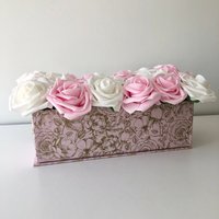 Luxus Blumenkasten, Rosenbox, Rosa Und Gold Geschenkbox, Glam Dekor, Eitelkeit Büro Geschenkidee, Wohnkultur, Zimmer Dekor von Rosecreationsbyvs