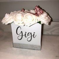 Personalisierte Blumenbox, Benutzerdefinierte Rosenbox, Name Auf Blumenkasten, Geschenkbox, Rosa Schmetterlinge, Vanity Decor, Mädchenzimmer, Home von Rosecreationsbyvs