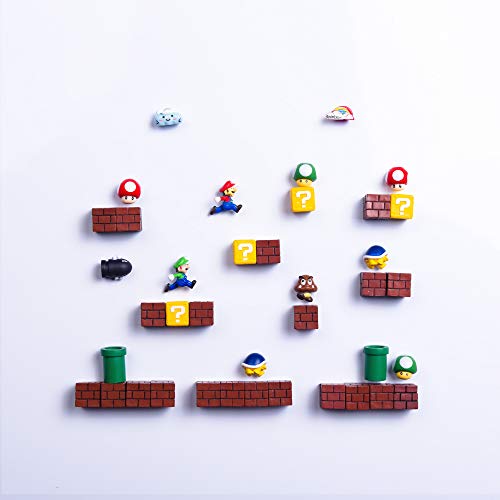 39 Stück 3D Super Mario Kühlschrankmagnete, Weihnachtsmagnete, Whiteboard-Magnete, 39 komplette Kombi-Harz, niedliche & lustige Kühlschrankmagnete, perfekt für Ornamente Dekoration von Rosefinch