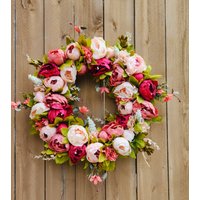 Geschenk Zum Muttertag, Für Mama, Pfingstrosenkranz, Frühlingspfingstrosenkranz, Rosa Pfingstrosenkranz von RosefordLane