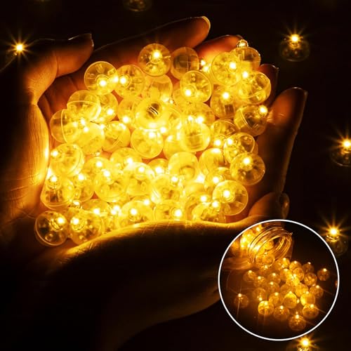 100 Stück LED Ballons Lichter, Stark Mini LED Licht Leuchtkugeln, Runde Ballonlichter Mini Warmweiß für Papierlaterne Geburtstag Hochzeit Hochzeit Halloween Weihnachten Party Deko Karneval Neujahr von Roselee