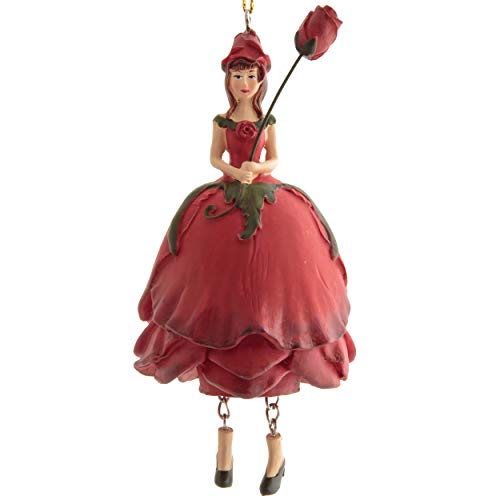 ROSEMARIE SCHULZ Dekofigur Rosemädchen Rot zum Hängen Flower Fairy Figur Fensterdeko Blumenkind von ROSEMARIE SCHULZ