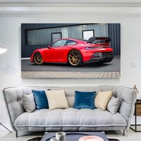 Porsche Poster Rot, Kunstdruck Auf Leinwand, Poster, Großes Auto Supercar Gemälde, Geschenk Für Ihn, Wand Kunst von RosemaryArtGallery