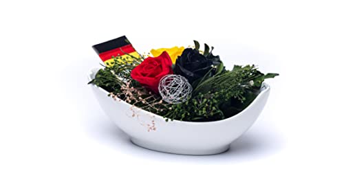 Rosen-Te-Amo, Muttertag konservierte ewige Rosen in Porzellan Vase | Geschenke für sie | duftend | handgefertigt mit Deutschen Flaggenfarben|| Infinity Rosen: Deko & Geschenke für Frauen von Rosen-Te-Amo