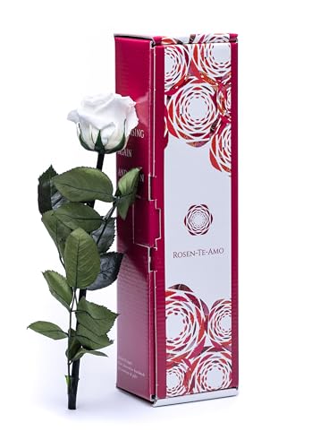 Rosen-Te-Amo | Muttertag Infinity Rosen | konservierte ewige Rose weiß & Grußkarte | Geschenk-Box | feines Design || Geburtstagsgeschenk für Frauen Mama Freundin Oma von Rosen-Te-Amo