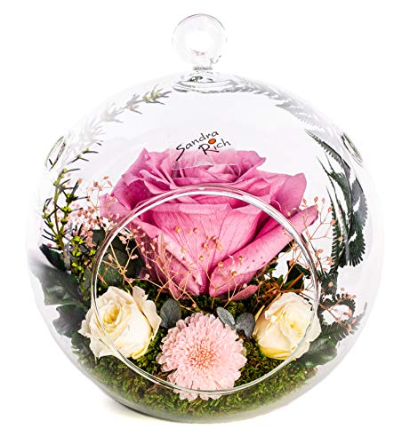 Rosen-Te-Amo® | Valentinstag | konservierte ewige Rosen |duftend | PREMIUM Gesteck in hängende Vase | handgefertigt mit echten Foliage | feines Design || Infinity Rosen | Geschenke für Frauen & Deko von Rosen-Te-Amo