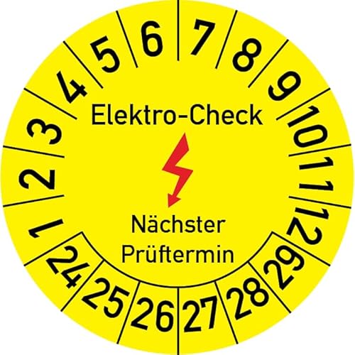 Elektro-Check Prüfplakette, 100 Stück, in verschiedenen Größen, Prüfetikett Prüfsiegel Plakette Elektro-Prüfung (35 mm Ø) von Rosenbaum Offsetdruck