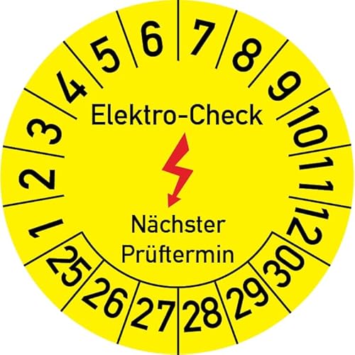 Elektro-Check Prüfplakette, 500 Stück, in verschiedenen Größen, Prüfetikett Prüfsiegel Plakette Elektro-Prüfung (30 mm Ø) von Rosenbaum Offsetdruck