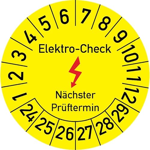 Elektro-Check Prüfplakette, 500 Stück, in verschiedenen Größen, Prüfetikett Prüfsiegel Plakette Elektro-Prüfung (20 mm Ø) von Rosenbaum Offsetdruck