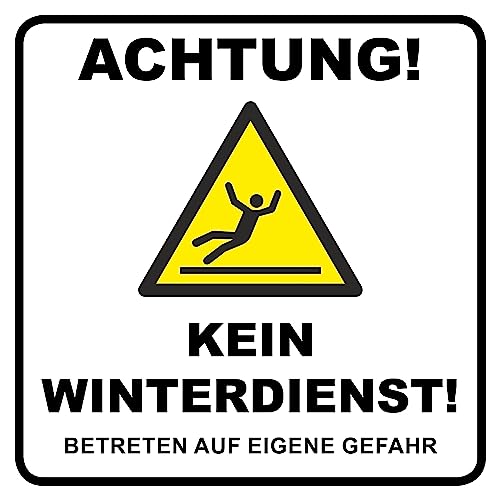 Kein Winterdienst Alu-Schild | 20 x 20 cm | "Achtung! - Kein Winterdienst! Betreten auf eigene Gefahr" | 3mm Alu-Hinweisschild Verbundplatte von Rosenbaum Offsetdruck