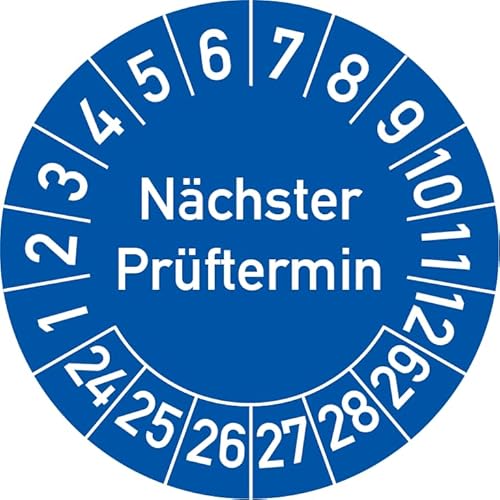 Nächster Prüftermin Prüfplakette, 100 Stück, in verschiedenen Farben und Größen, Prüfetikett Prüfsiegel Plakette (20 mm Ø, Blau) von Rosenbaum Offsetdruck