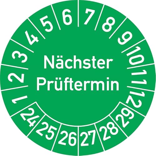 Nächster Prüftermin Prüfplakette, 100 Stück, in verschiedenen Farben und Größen, Prüfetikett Prüfsiegel Plakette (25 mm Ø, Grün) von Rosenbaum Offsetdruck