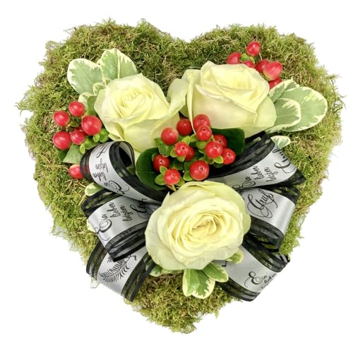 Rosenbote Grabschmuck Trauerherz - Blumen für EIN Grab # Beerdigung # Blumenschmuck # Beileid # Kondolenz von Rosenbote