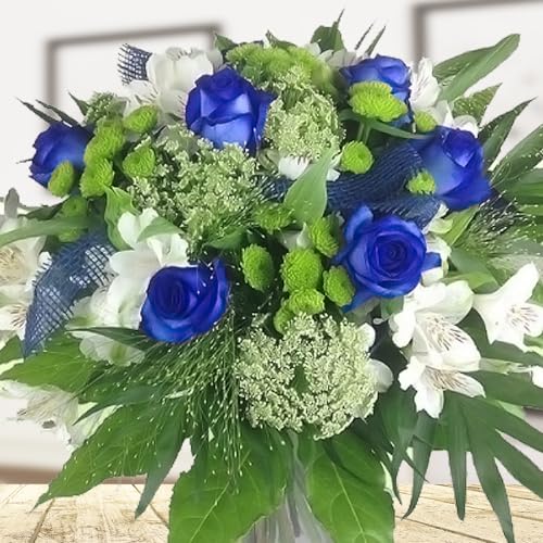 Großer blau-weißer Premium Blumenstrauß mit Rosen und Alstromerien - Blumenversand Rosenbote von Rosenbote
