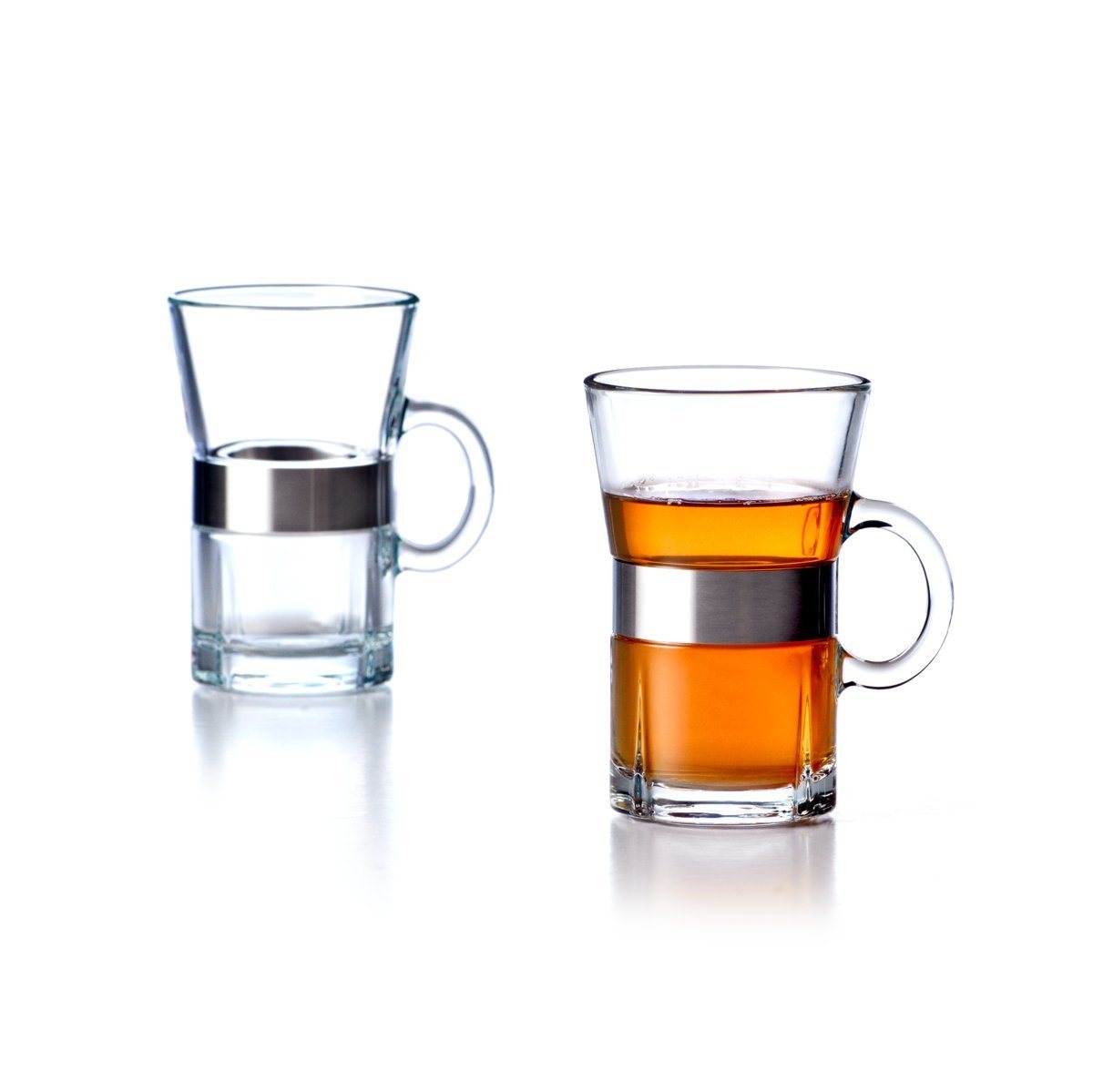 Rosendahl Thermoglas Grand Cru, Hot Drink Glas mit Henkel im 2er Set, bleifreies Glas, Edelstahl von Rosendahl