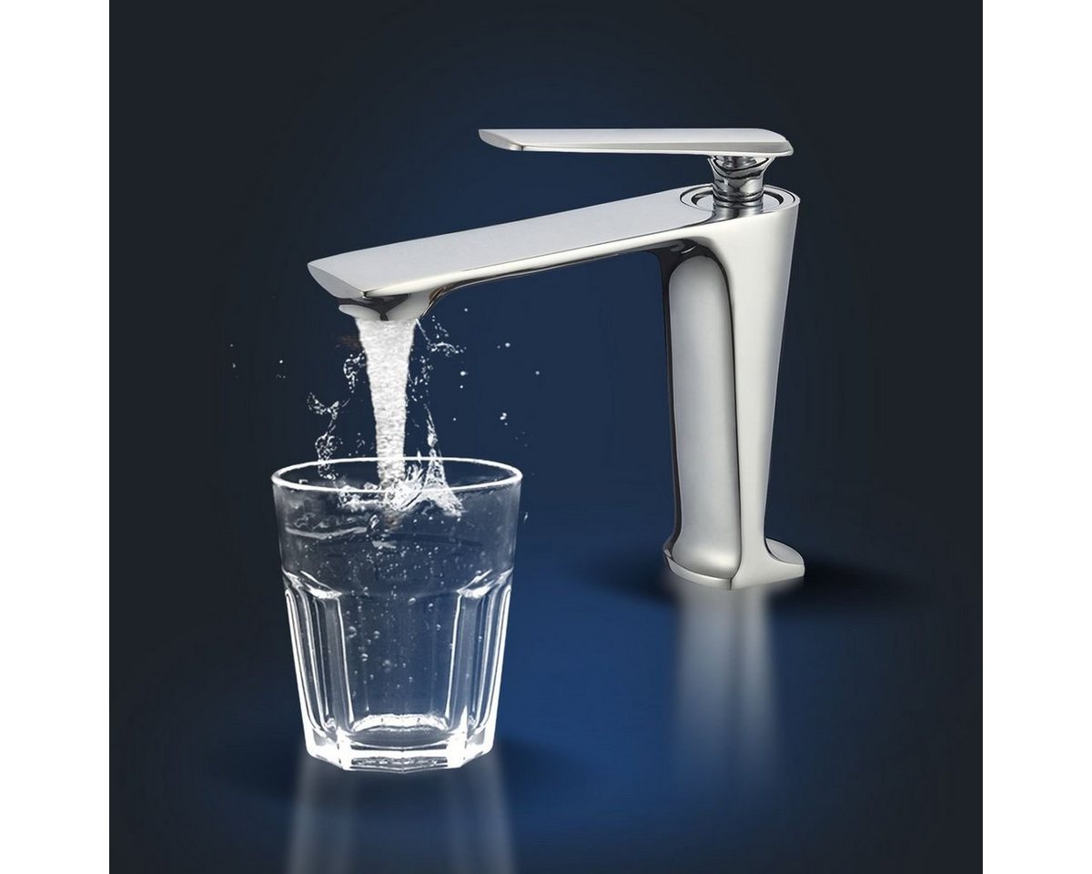 Rosenhahn & Söhne Badarmatur Vilm M - Design Wasserhahn Badezimmer - Armatur Bad [Chrom] - leichtgängige & langlebige Keramikkartusche, luxuriöses Design von Rosenhahn & Söhne